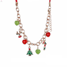 Dernière conception simple chaîne d&#39;or à la main perles de Noël charme collier